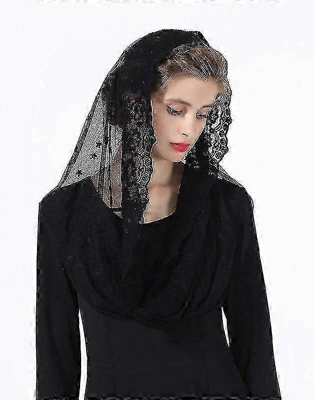 שנהב שחור מוסלמי קתולי תחרה צעיף דתי