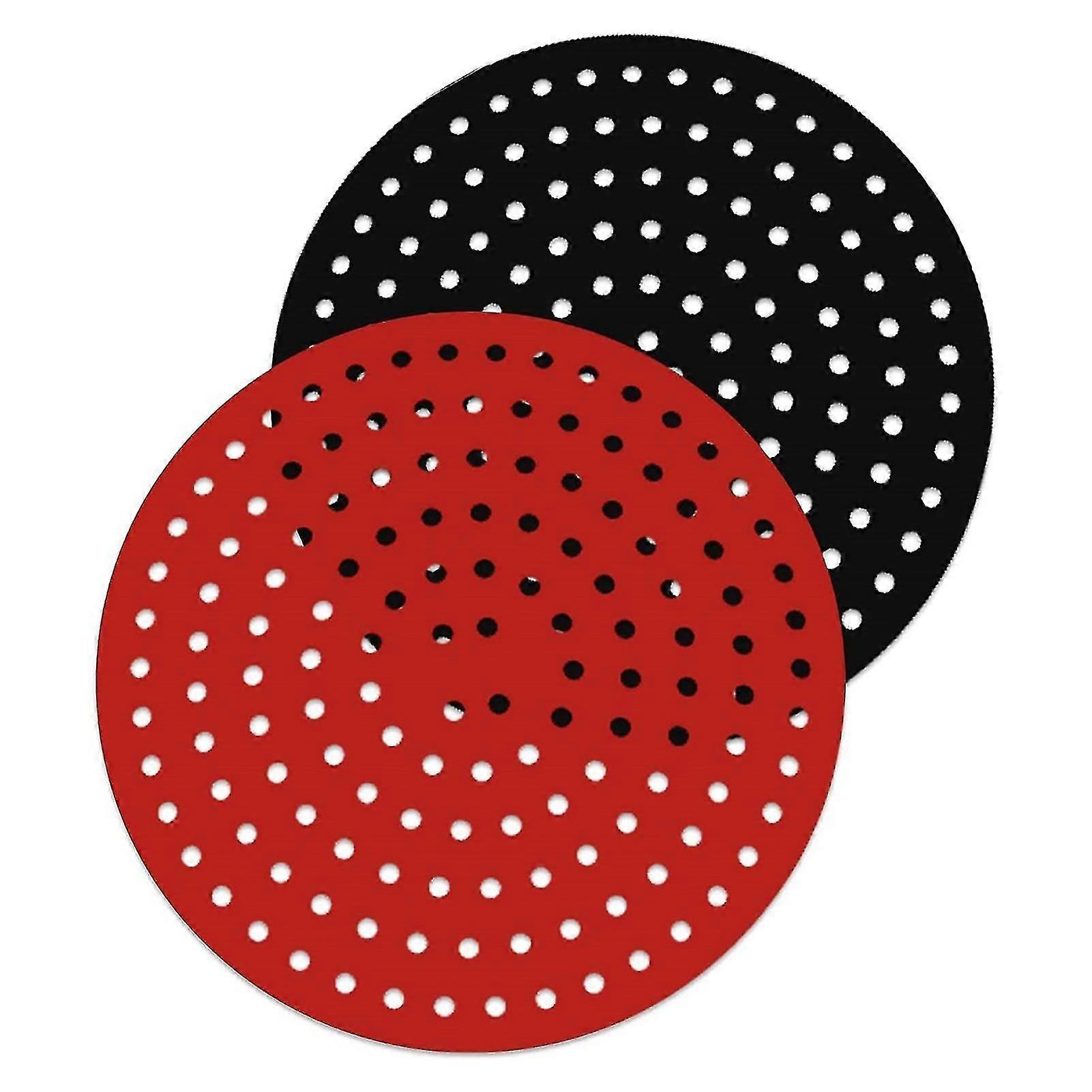 2pcs Steamer Liner Non-stick Perforated Design Round Silicone Fry Pan Baking Mat For Kitchen