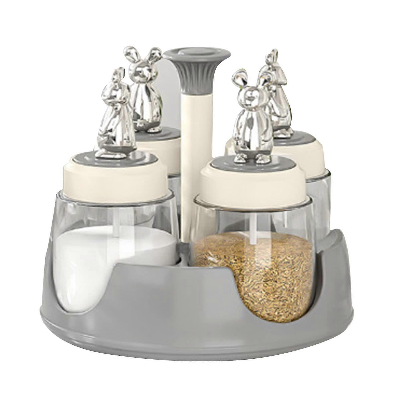 Rotating Spice Rack for Kitchen Countertop, Revolving with 4 Seasoning Jars, Spinning Storage Rack