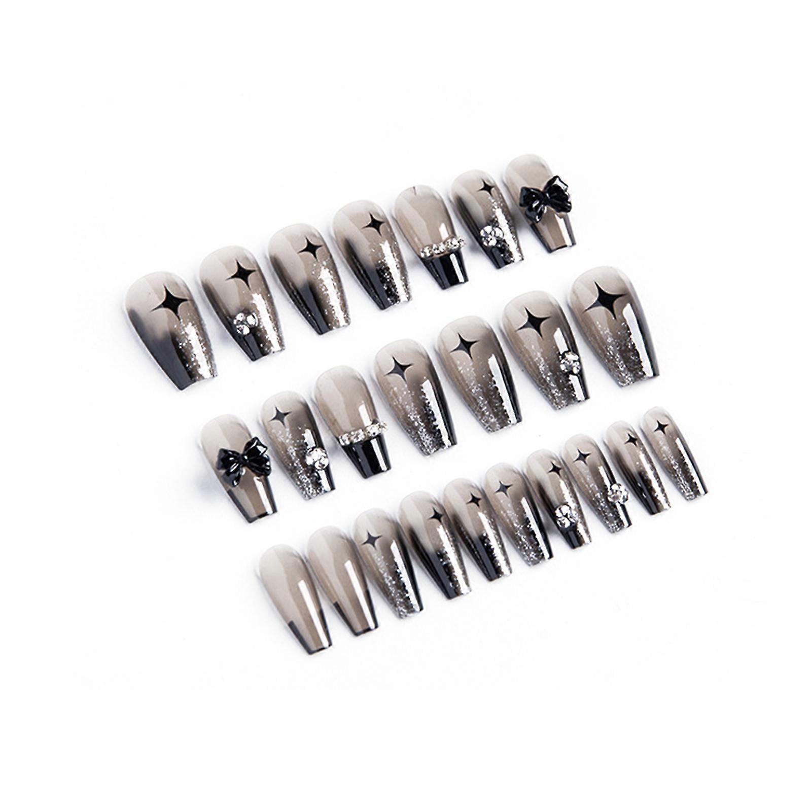 Long Dark Gradient Fake Nails with Tasteless and -Friendly Material Nails