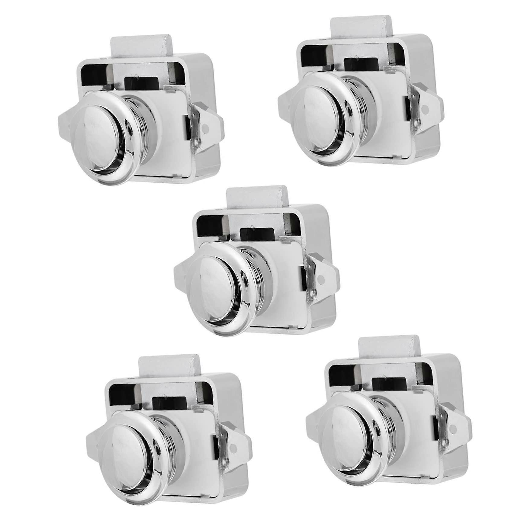 5pcs Silver Push Button Switch Lock Door Catch Latches Knobs Made of ABS for Secure Door Closure