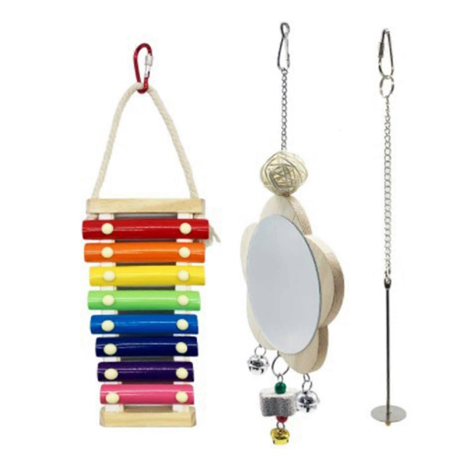 3Pcs/Set Parrot Toys Bite-Resistant Interactive Wooden Pet Chicken Play Toy for Birds