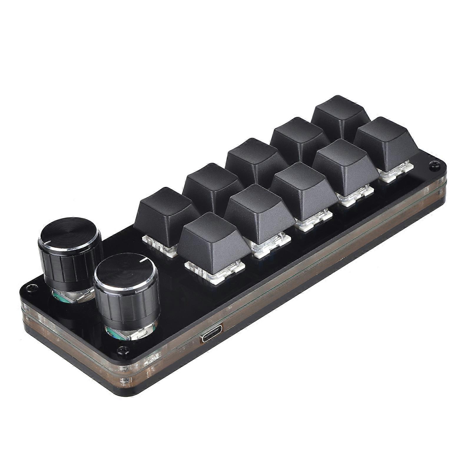 Macro Mechanical Keyboard 10 Keys Mini Keyboard with 2 Knob Design Professional Programmable Macro Keypad for Gaming