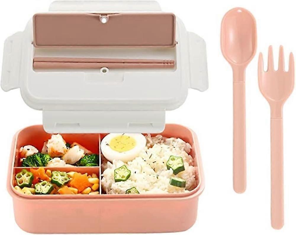 Kids Adult Lunch Box, Food Container Lunch Box With 3 Tableware Set Compartments