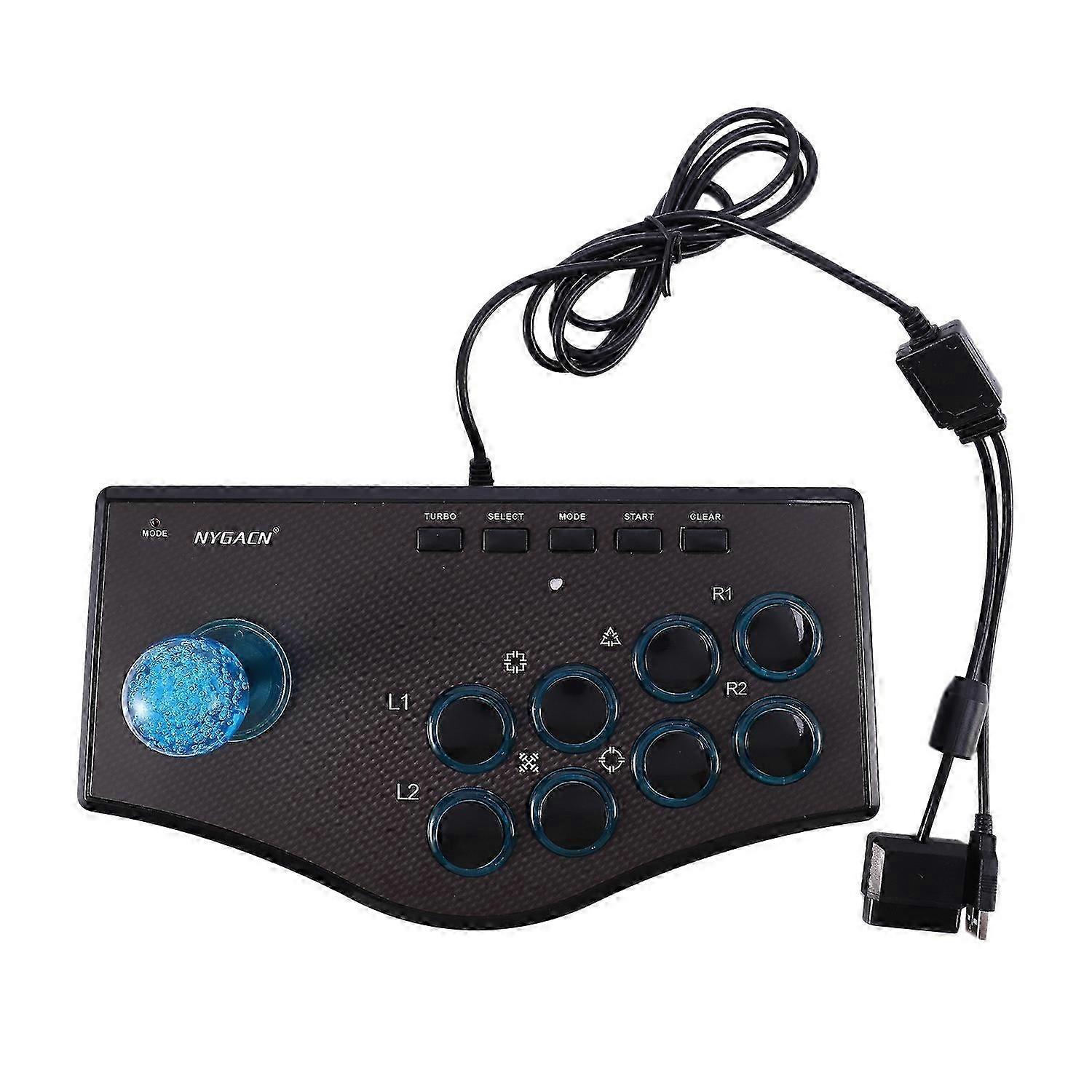 Retro-USB-Gamecontroller für PS2/PS3/PC/Android TV mit eingebautem Vibrator und 8-Wege-D-Pad