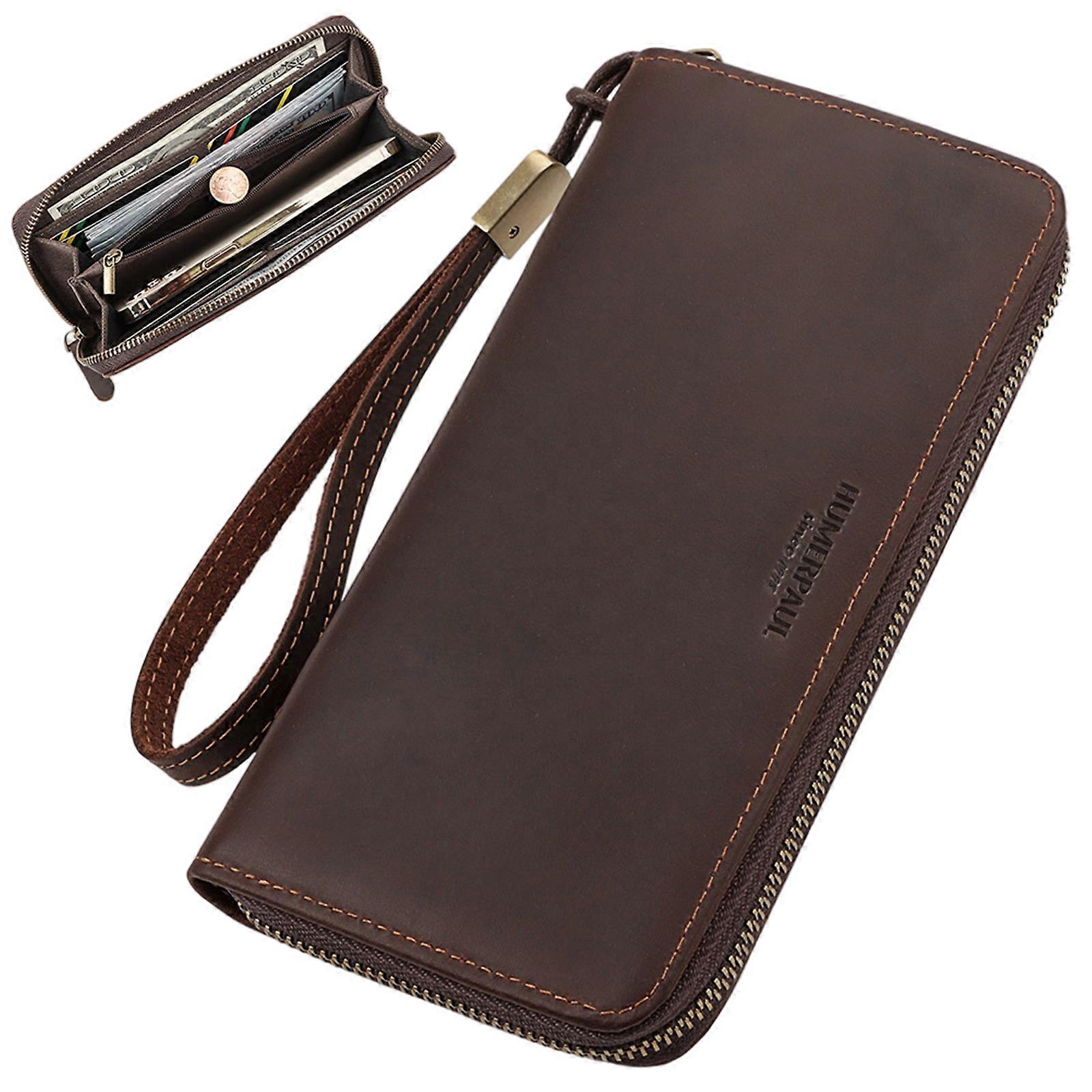 Long Wallets Large Capacity Pouch Wallets Leather Wallets Blocking Passports Wallets Card Holder Wallets for Man Father