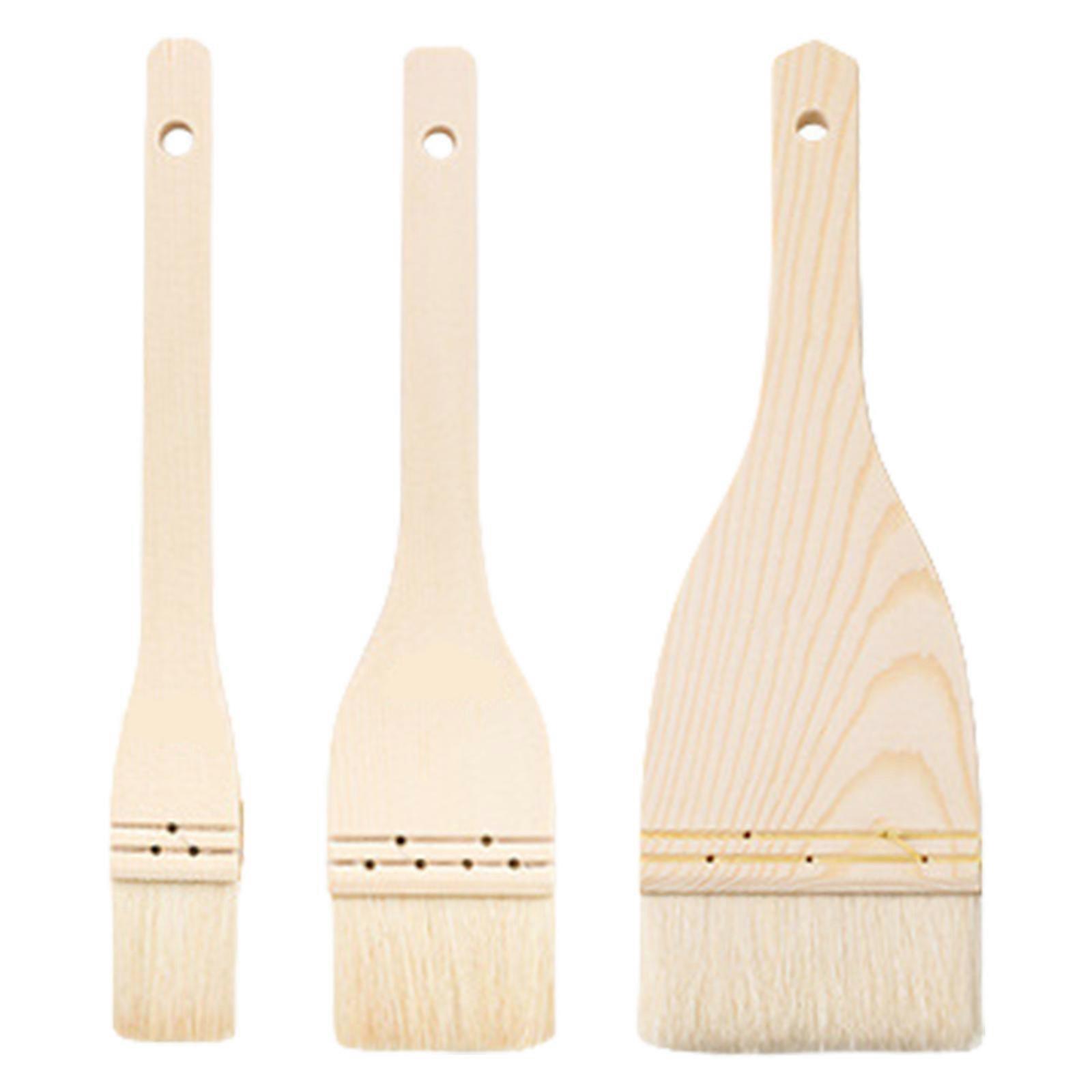 Pack Of 3 Soft Wool Baking Brushes For Cakes Pastry And BBQ With Wooden Handle Multipurpose Kitchen Tool