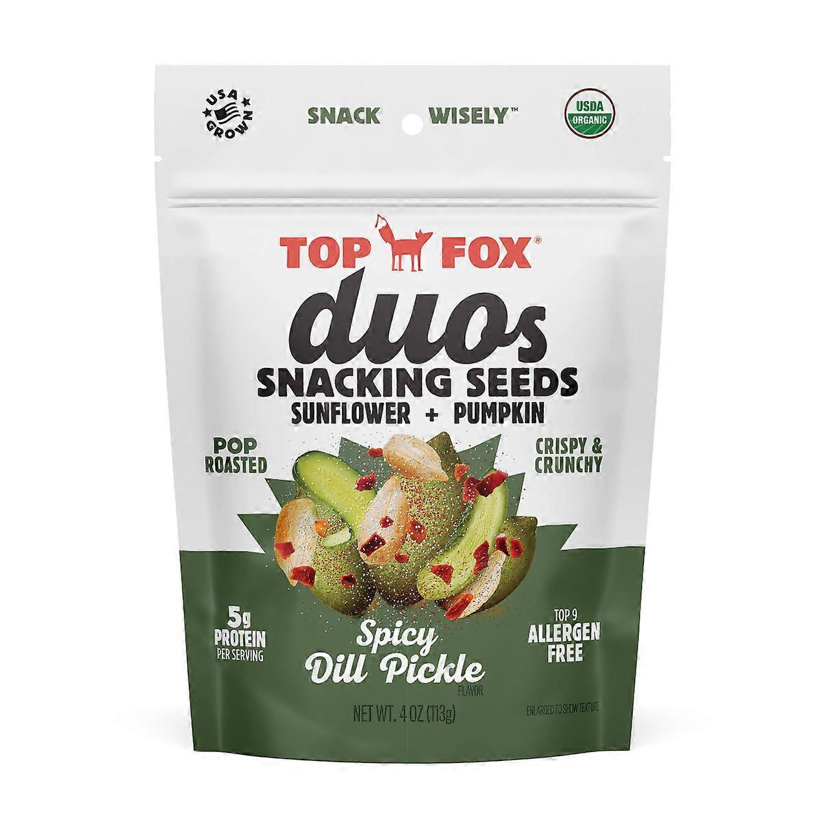 Top Fox Spicy Dill Pickle Snacking Duo Pumpkin + Sunflower Seeds - 5.5oz