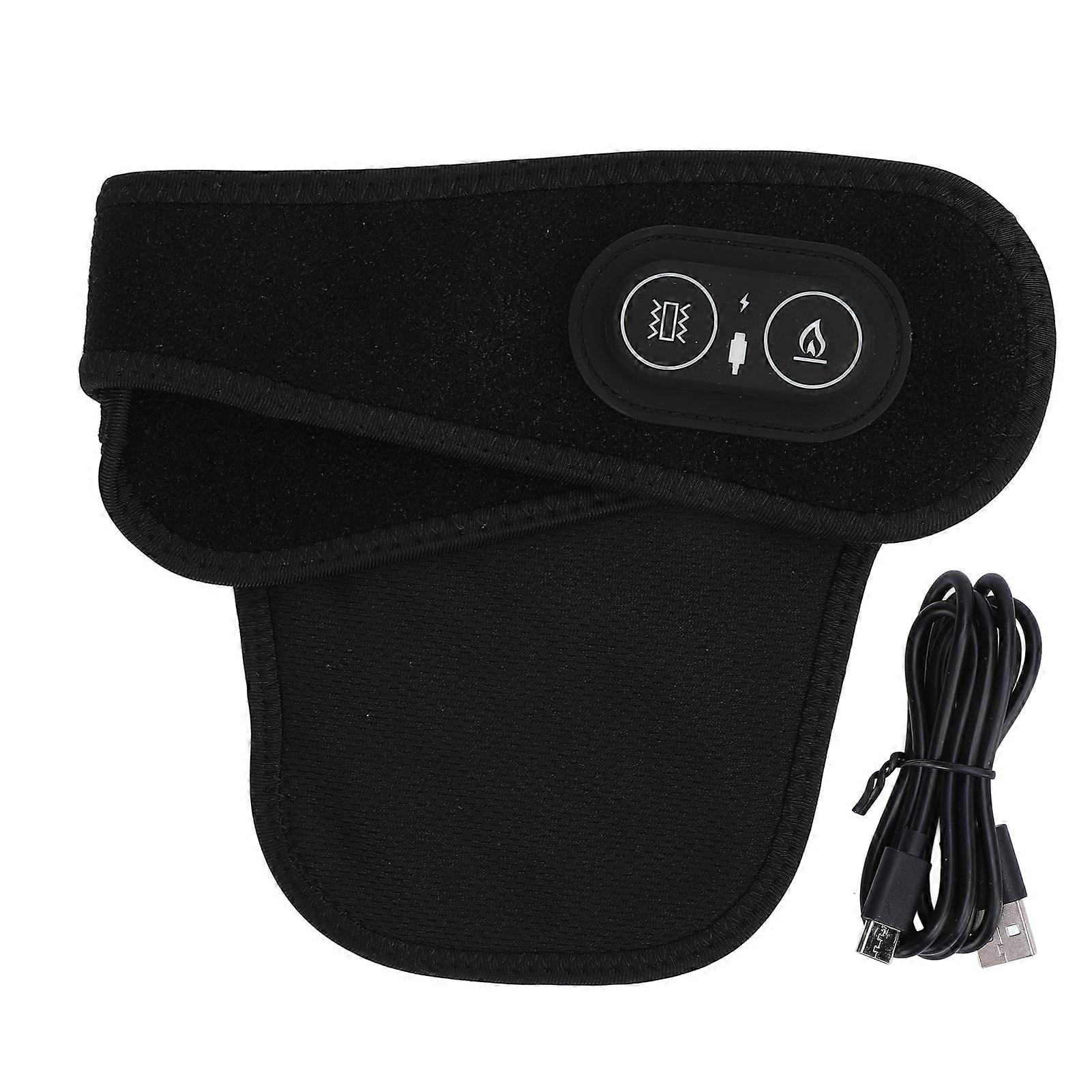 Neck Heating Pad, Portable Electric Heating Wrap with Vibrating Hot Compress, USB Plug, Black