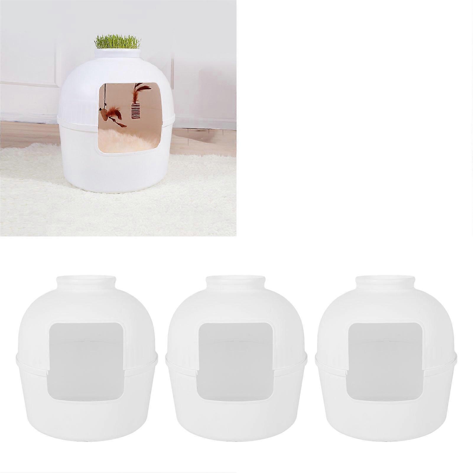 Cat Litter Box Planter Spacious PP Material Enclosed Kitty Litter Box for Indoor Cats Home Decoration White 