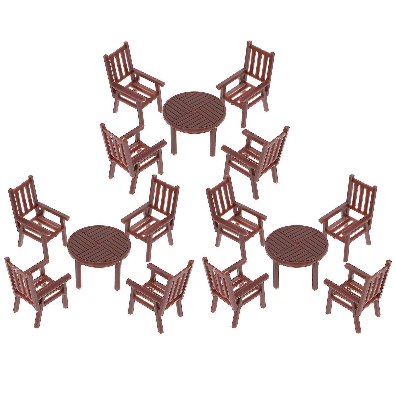 Mini Desk Chair Set for Playhouse Decor Made of Plastic Brown Color Promotes Creativity 4 Sets