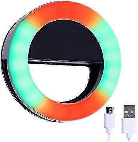 Adjustable Brightness RGB LED Fill Light Selfie Ring Clip, Multiple Modes Colorful LED Beauty Light Suitable for Various Uses