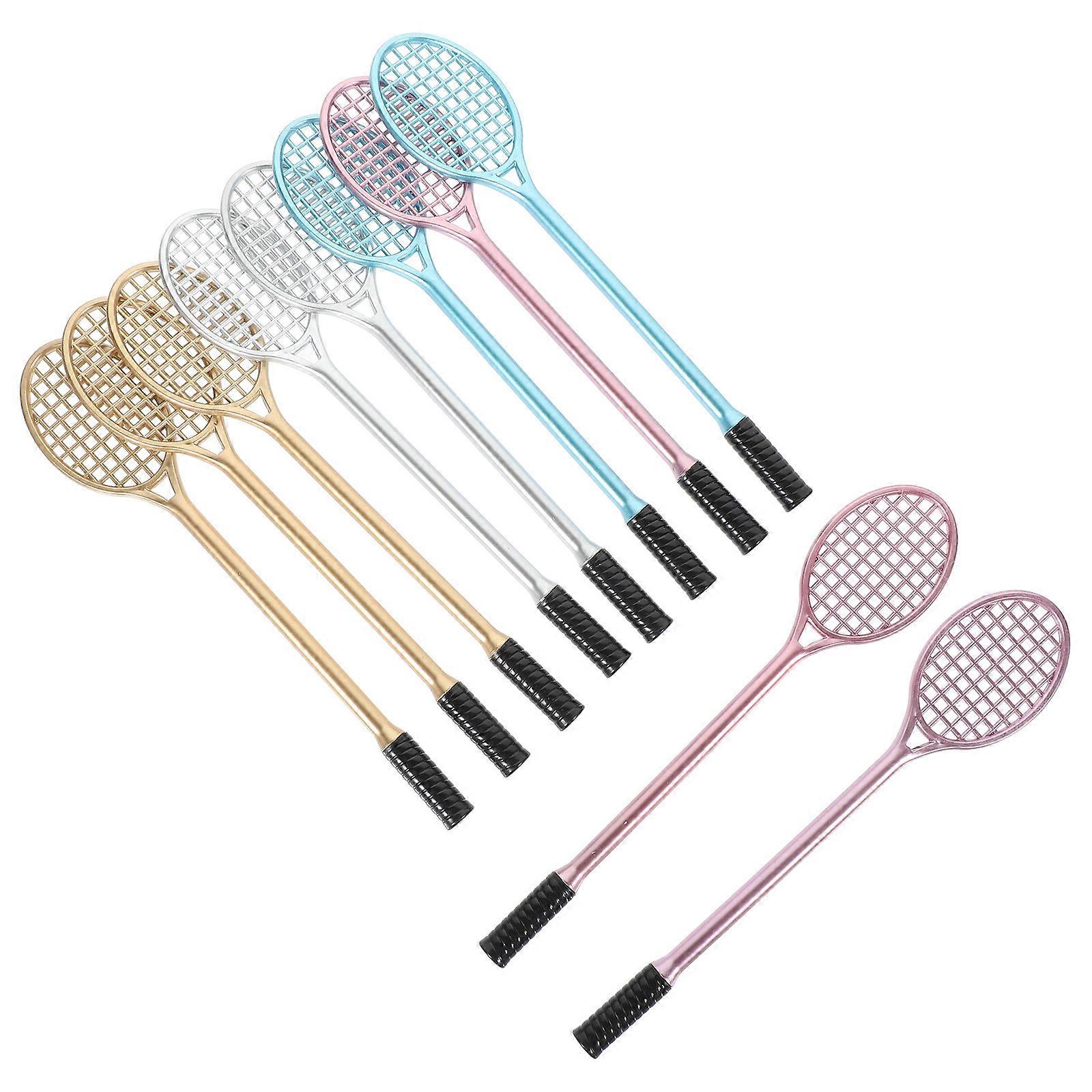 10pcs Badminton Racket Gel Ink Pens, Adorable Student Stationery, Mixed Colors, Reliable Portable Writing Tools for School