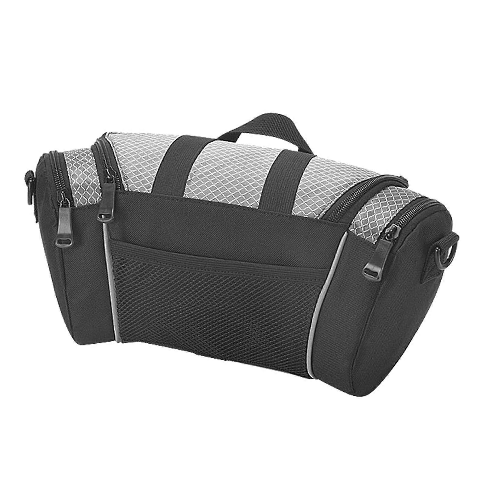 Bicycle Handlebar Bag, Top Tube Bag, Front Frame Bag, Bicycle Baskets, Silver, With Shoulder Strap