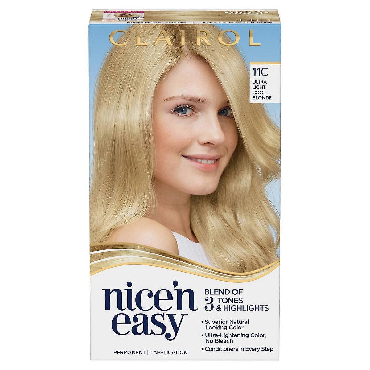 Clairol Nice'n Easy Permanent Hair Color Cream Kit, 11c Ultra Light Cool Blonde