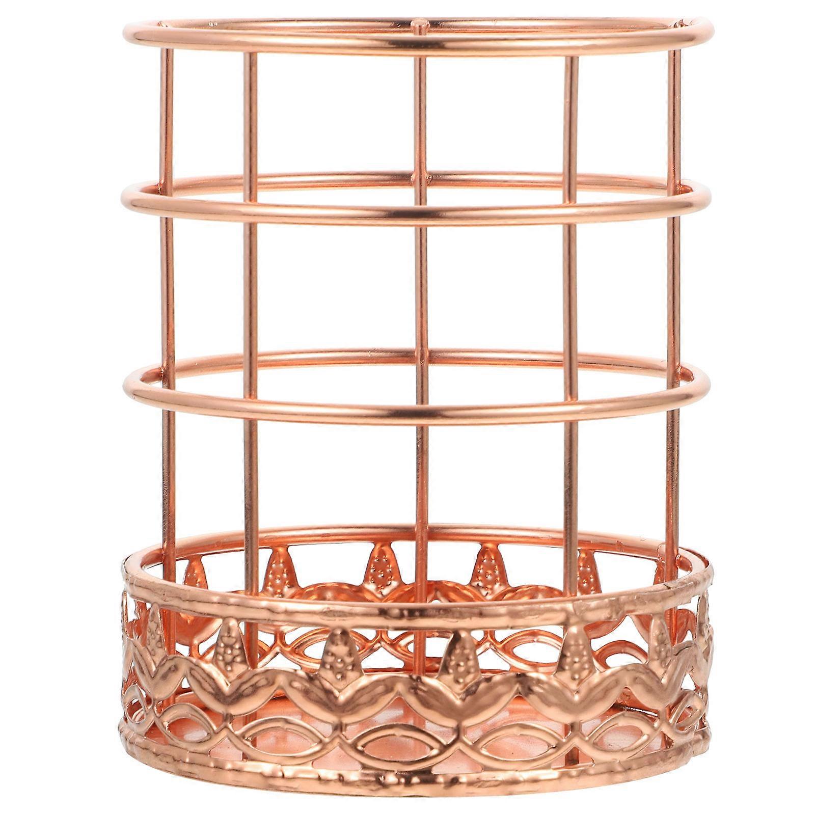 Gold Mesh Metal Desk Organizer Large Capacity Non Slip Multifunctional Storage Bucket for Office Stationery Makeup Brushes Classroom Use