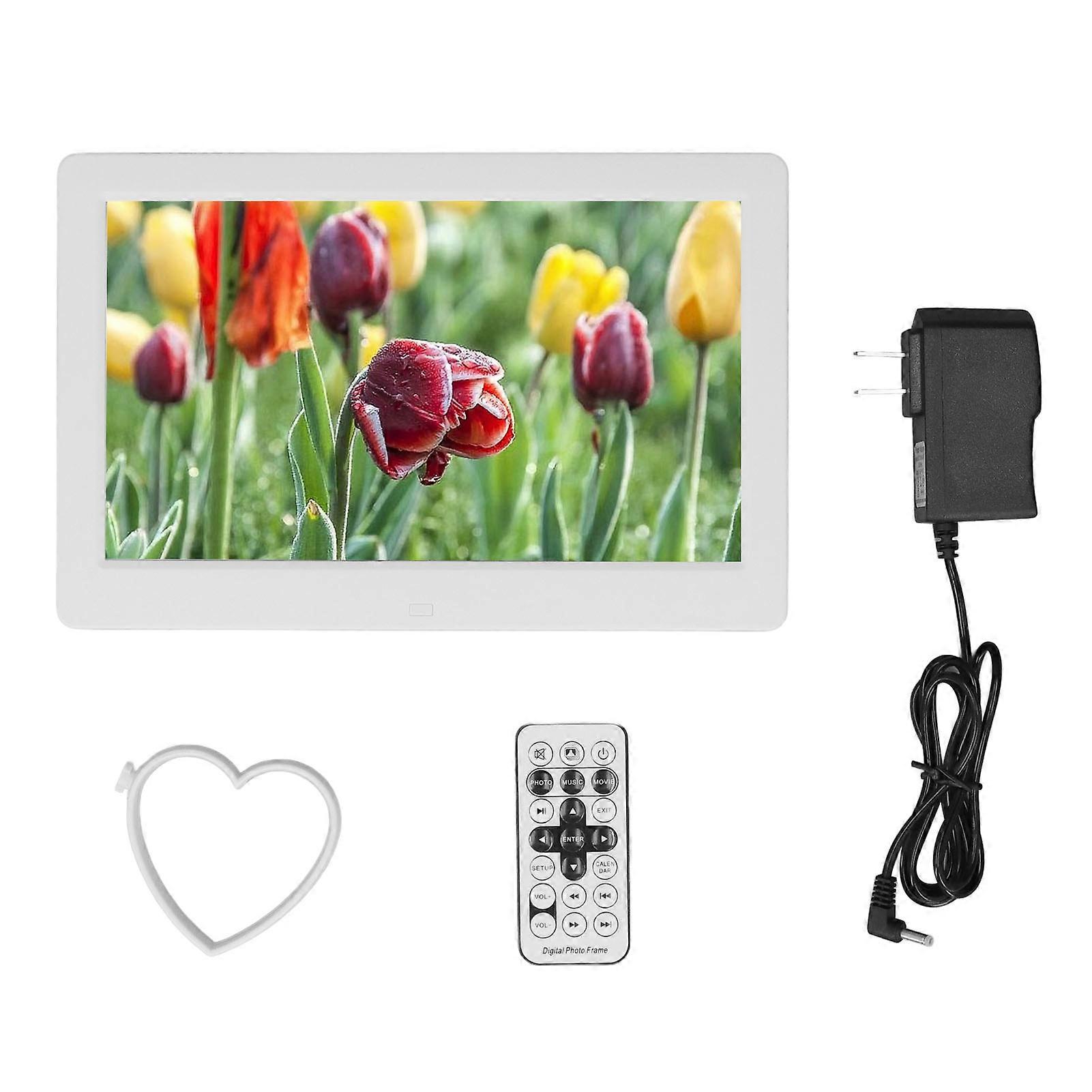 10" HD Digital Picture Frame - Smart Remote, Video Player, Music, US Plug, Easy Setup