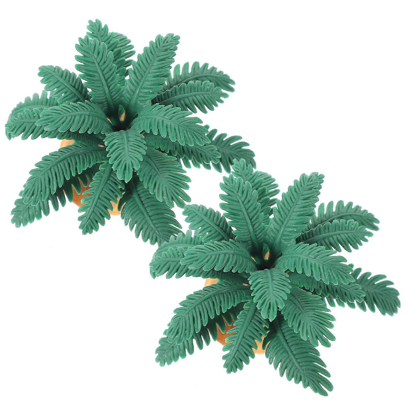2pcs Miniature Palm Tree Models for DIY Tabletop Landscaping, Lightweight PVC with Base, Creative Micro Scenery Decor for Garden & Craft Projects