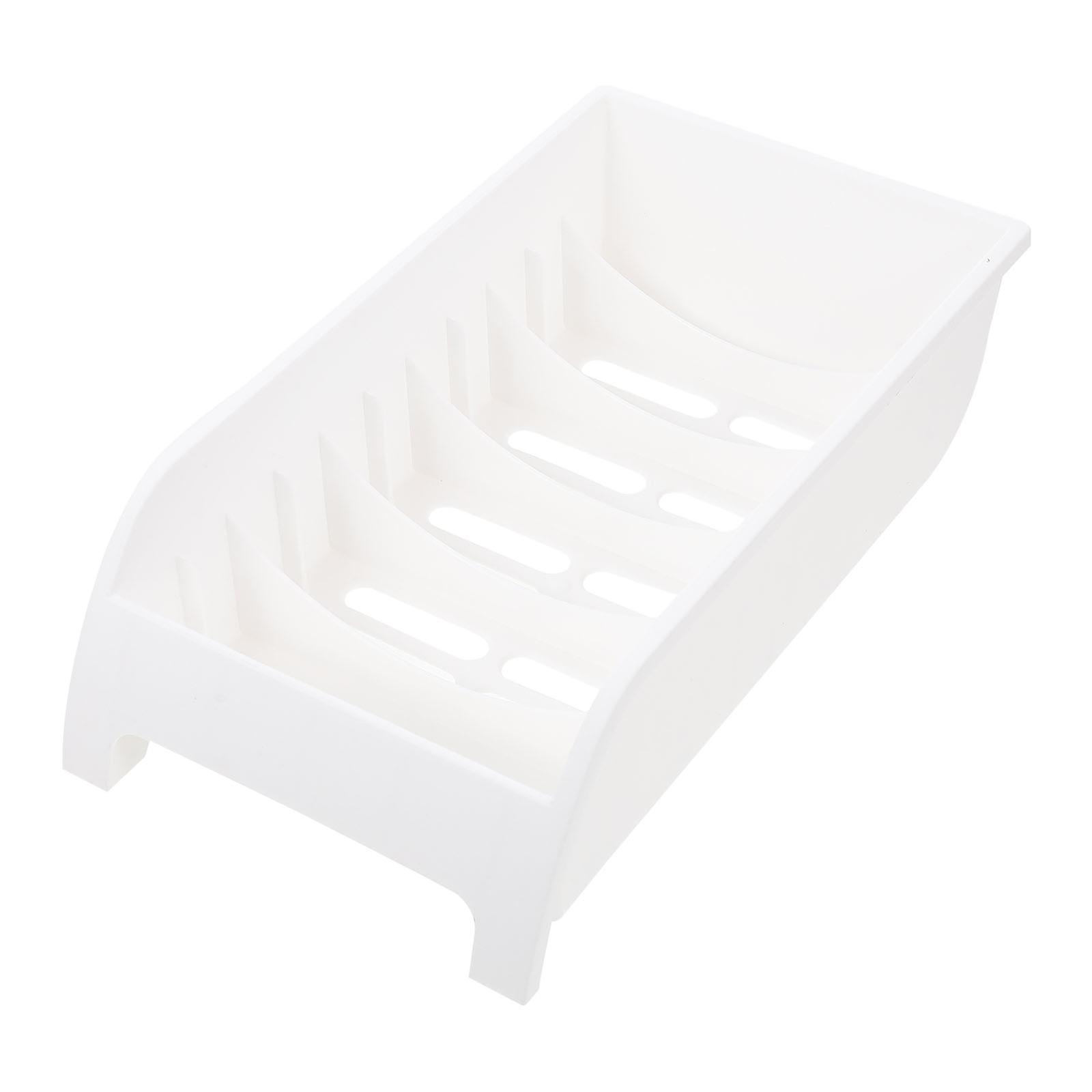 Countertop Dish Drain Holder Kitchen Storage Rectangular White 26X14X7CM 1Pack