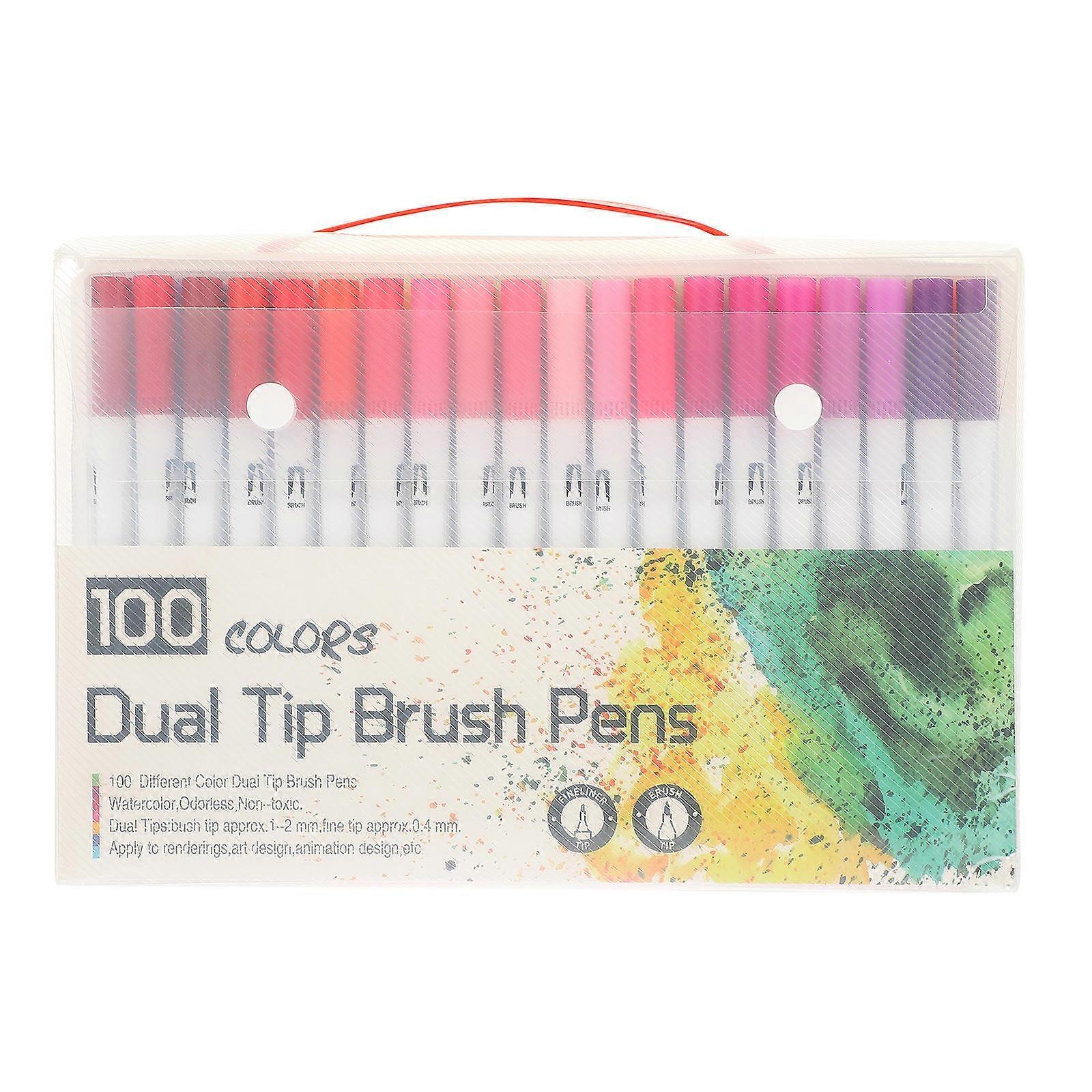 100pcs Tip Brush Pens for Adult Coloring Books, DIY Projects, Sketching & Journaling – Lightweight with Comfortable Grip