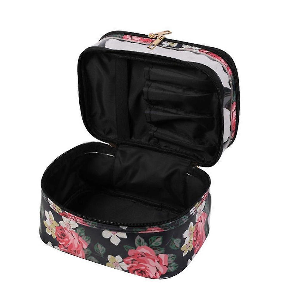 Lady Makeup Bag Handheld Makeup Bag With Double Layers For Outdoor Use Pvc Material 1Set