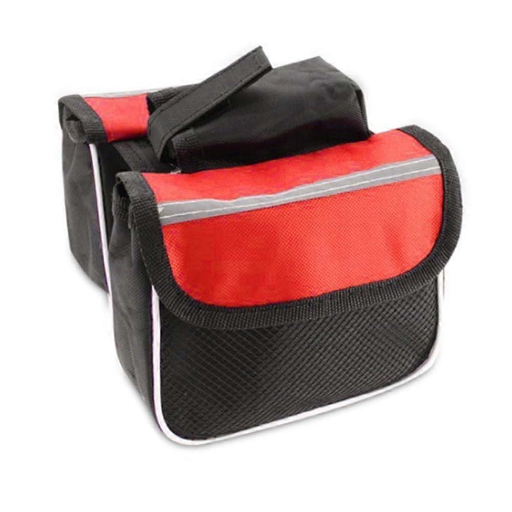 Reflective MTB belt, bicycle bag, reflective belt, bicycle bag, top tube, handlebar, Smartphone, waterproof bag (red, 2 pieces) 2PCS Red