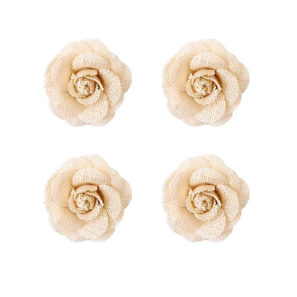 Linen Ornament Flowers Artificial Flower Beige Christmas Party 4Pcs