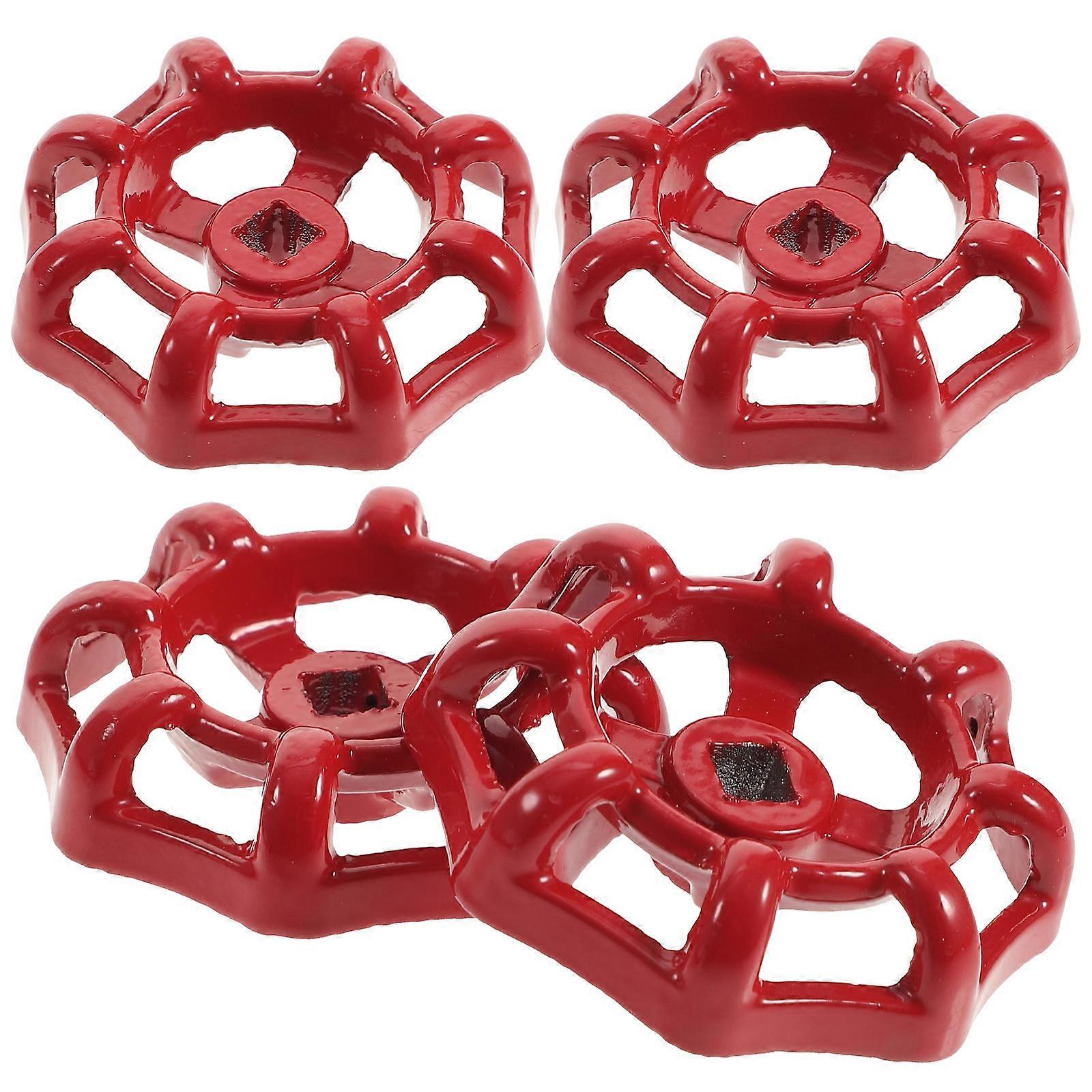 Valve Replacement Handle Round Wheel Handles Replacement Water Control Red 6X6mm Hole Diameter 6Pcs