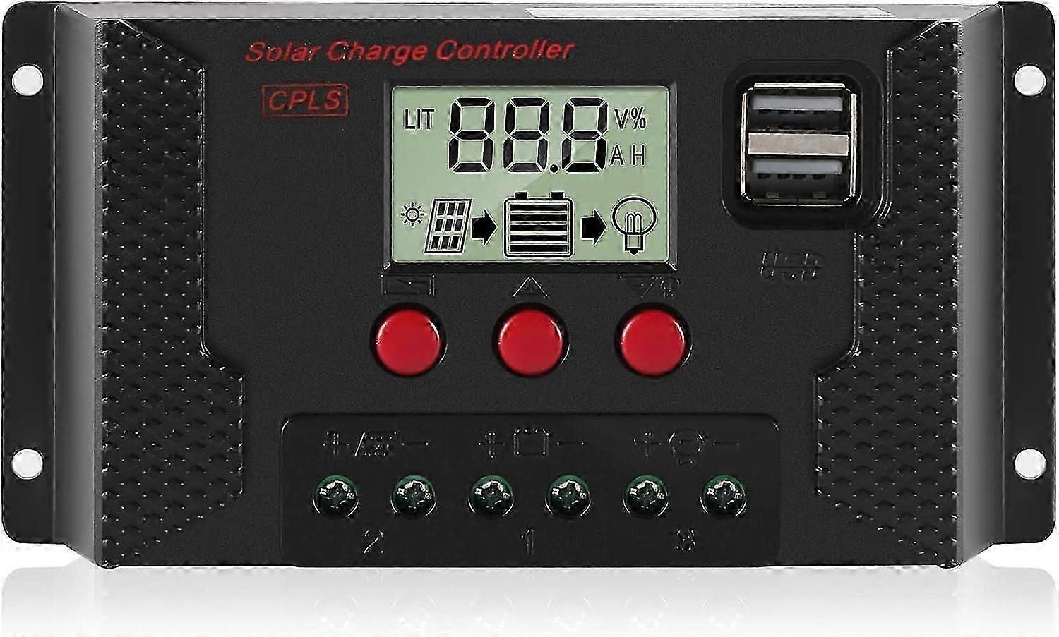 Solar Charge Controller - 20A Automatic 12V/24V Regulator with LCD USB Port