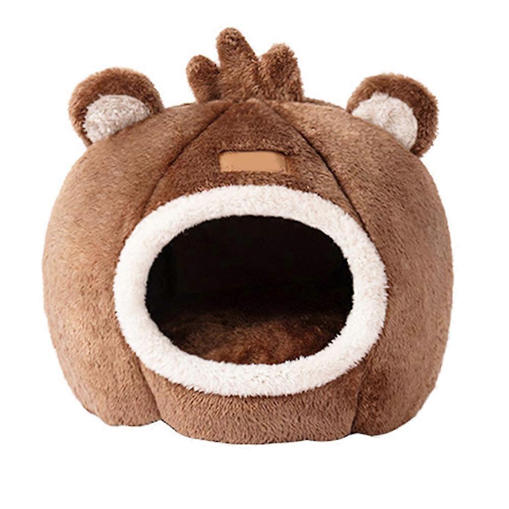 Cat Warming House Semi-Enclosed For Cold Days In Brown 34X33X33cm 1Pack