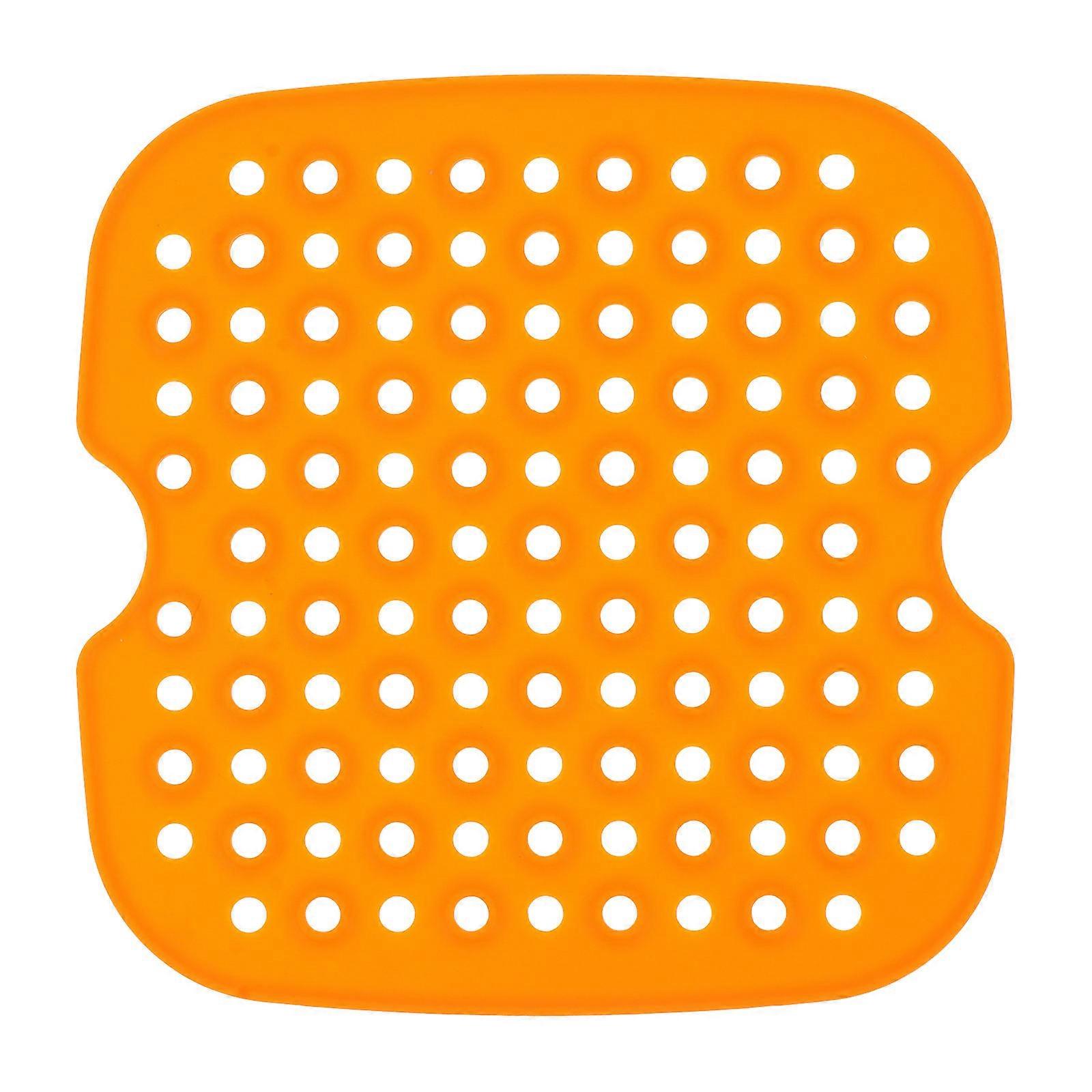 Silicone Air Fryer Liner NonStick Perforated Baking Mat for Kitchen Use Orange 1 Pc