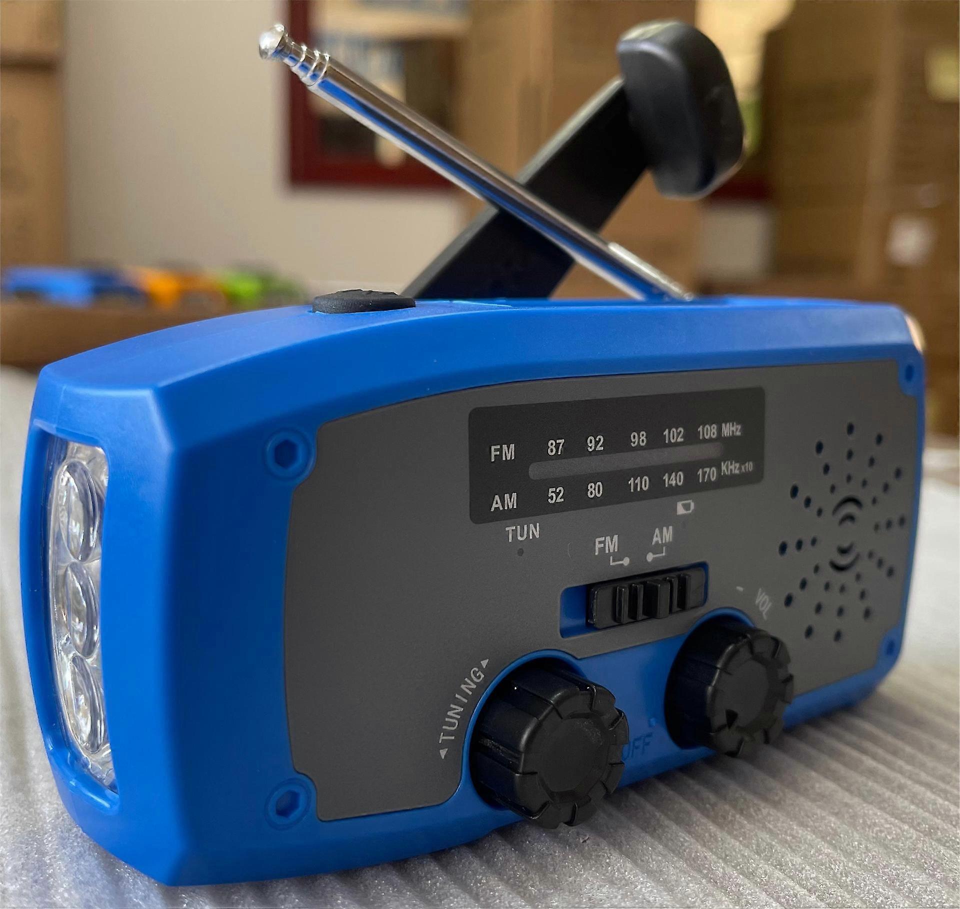 FM/AM/WB/NOAA Solar Powered Crank Radio with SOS Function (BLUE)