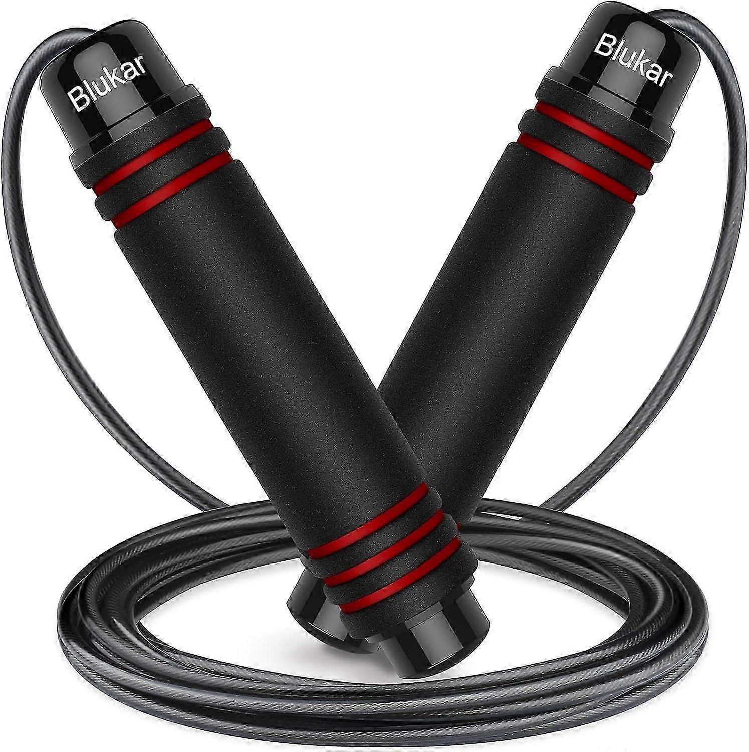 Speed Jumping Rope Anti-Tangle Adjustable Rope with Fast-Spinning Ball Bearings and Soft Foam Handles(Red)