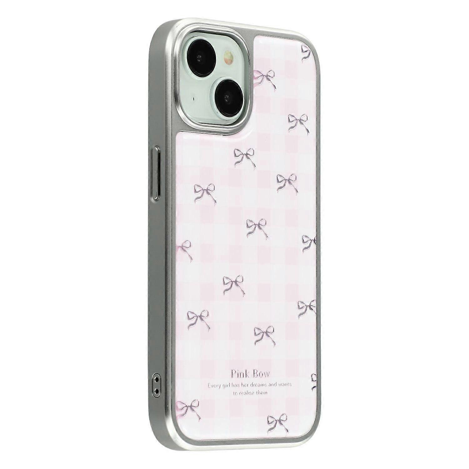 For iPhone 15 Case Lacquered Epoxy Pattern TPU + Acrylic Phone Cover Large Camera Cutout