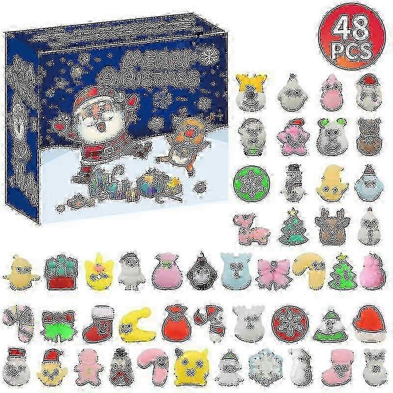 Noel Takvimi, 48 adet Noel Geri Sayım Takvimi Squishy Oyuncaklar Sevimli Mochi Squishy Advent Calendar_za Sx