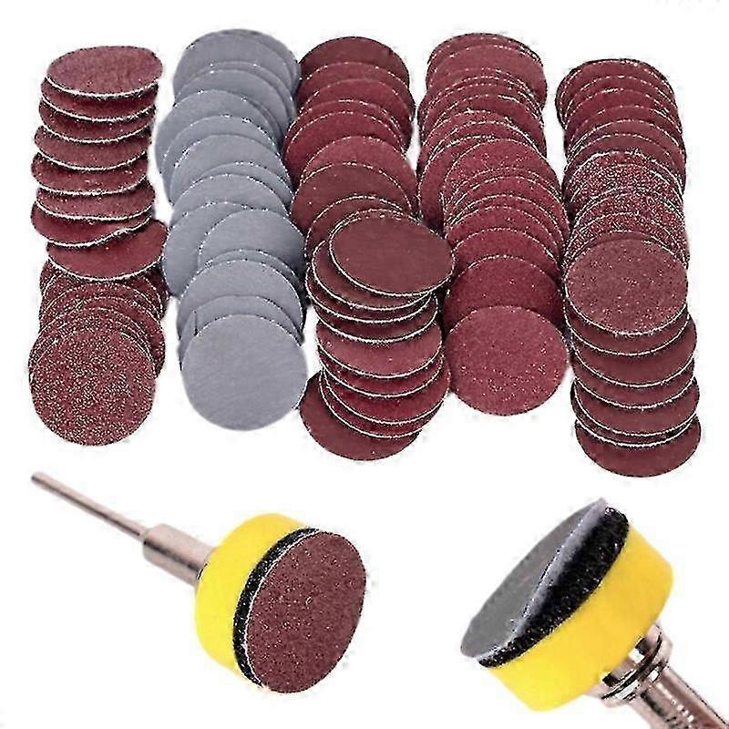 1 Inch 100 Pcs Round Sanding Discs Pad Kit Hook Loop Backer for Universal Sander Use