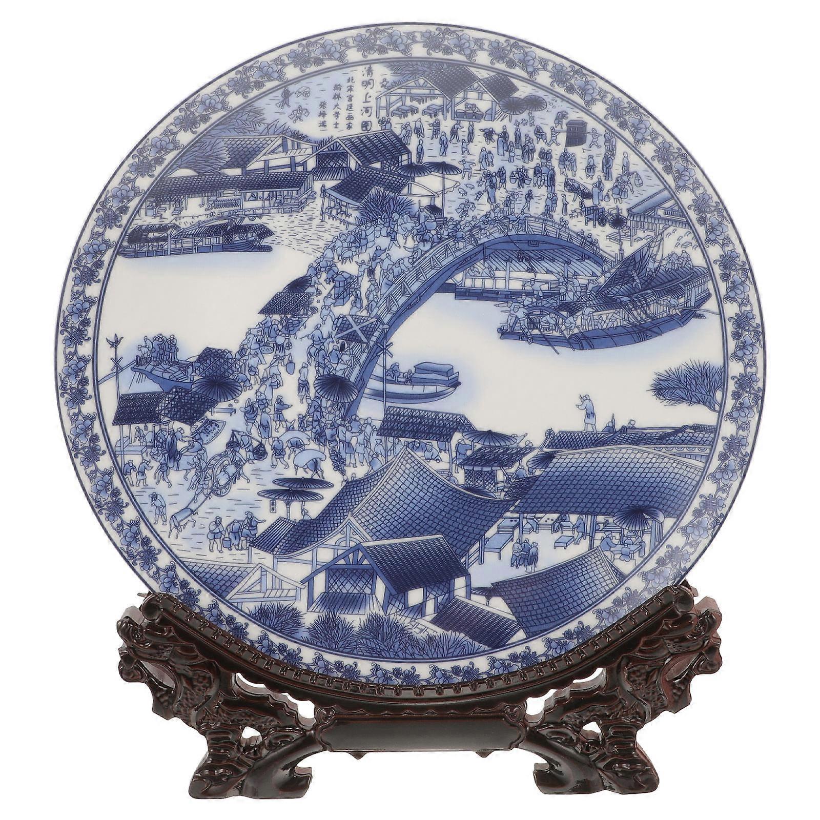 Plaque décorative en céramique Stand Style Chinois Multi Decor 30.00X26.00X8.50CM 1 Set