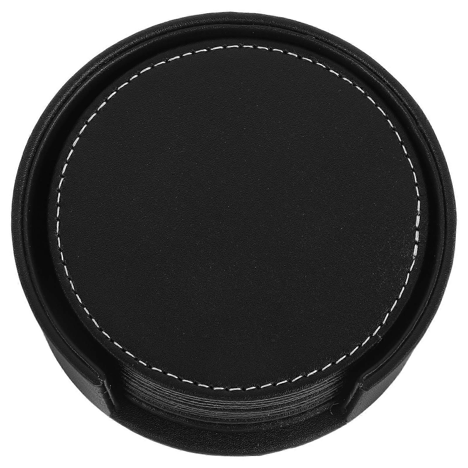 Beverage Coaster Damage Resistance Versatile Style Office Use 6Pcs Black