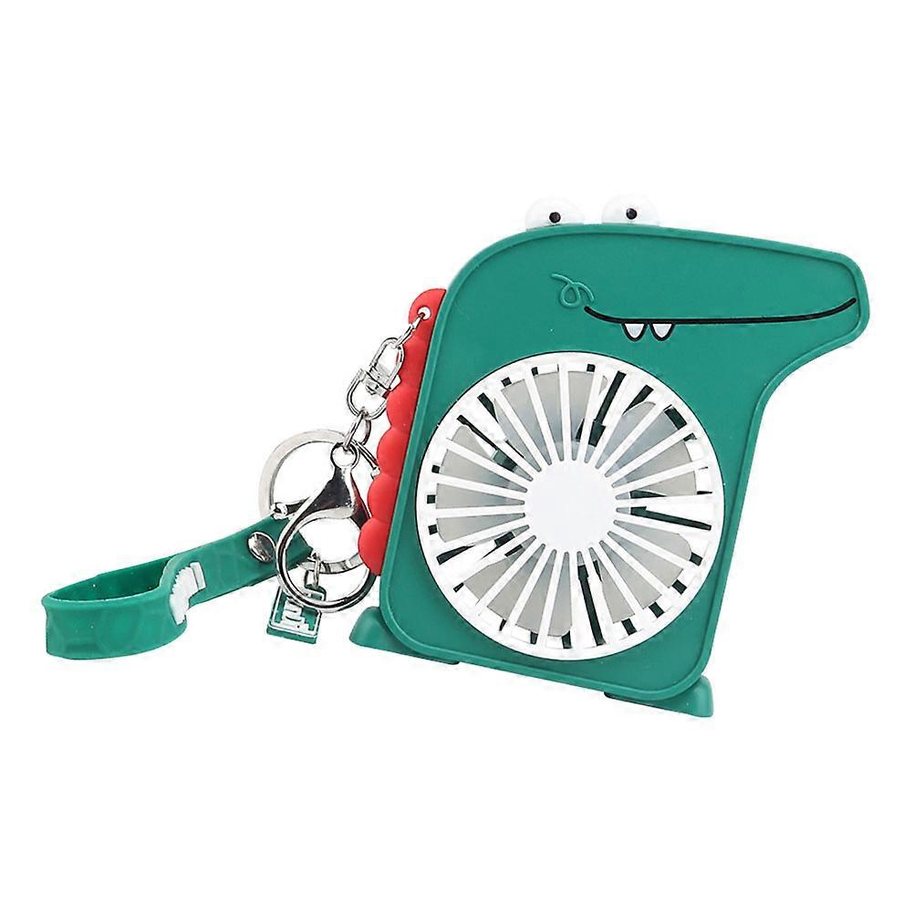 Mini Keychain Fan with Light for Summer Cool Portable ABS and Silicone Green 3.5 Inches