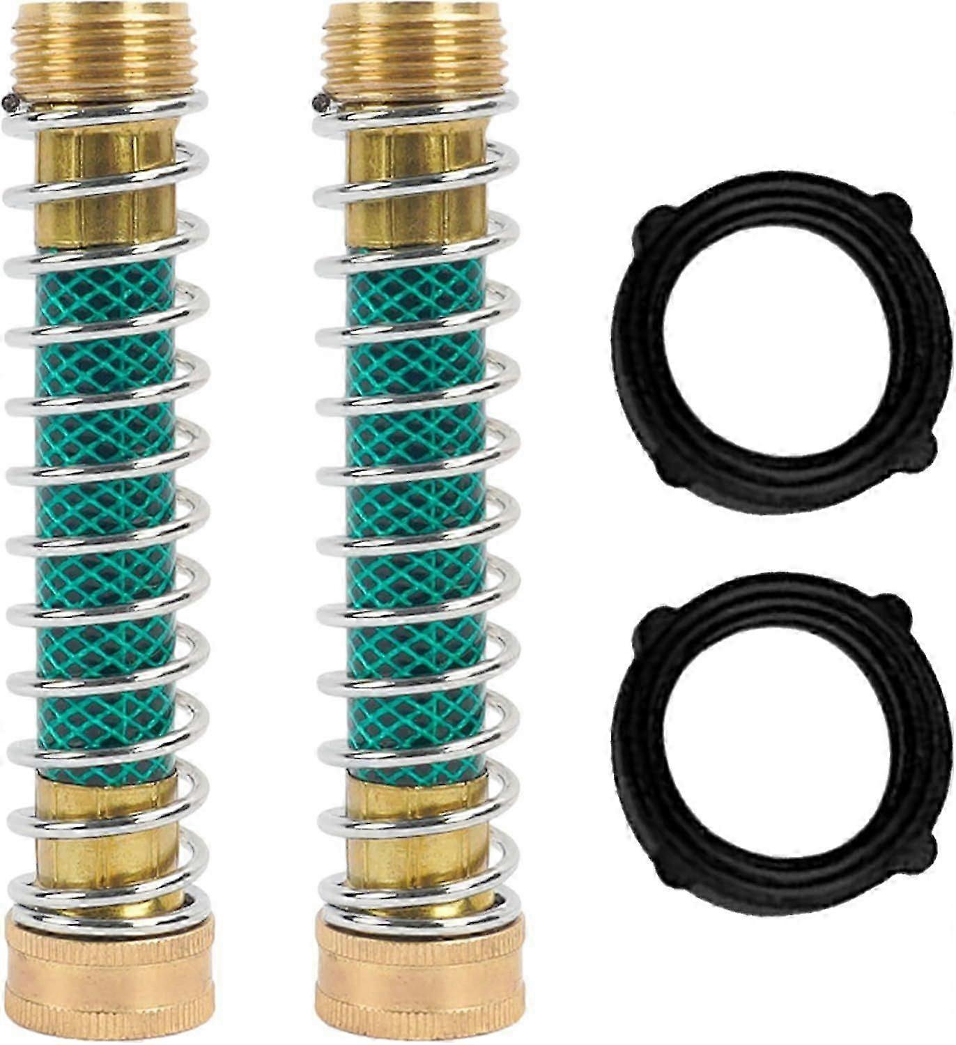 2 Pack Garden Hose Protector, Brass Hose Extension Adapter with Coil Spring