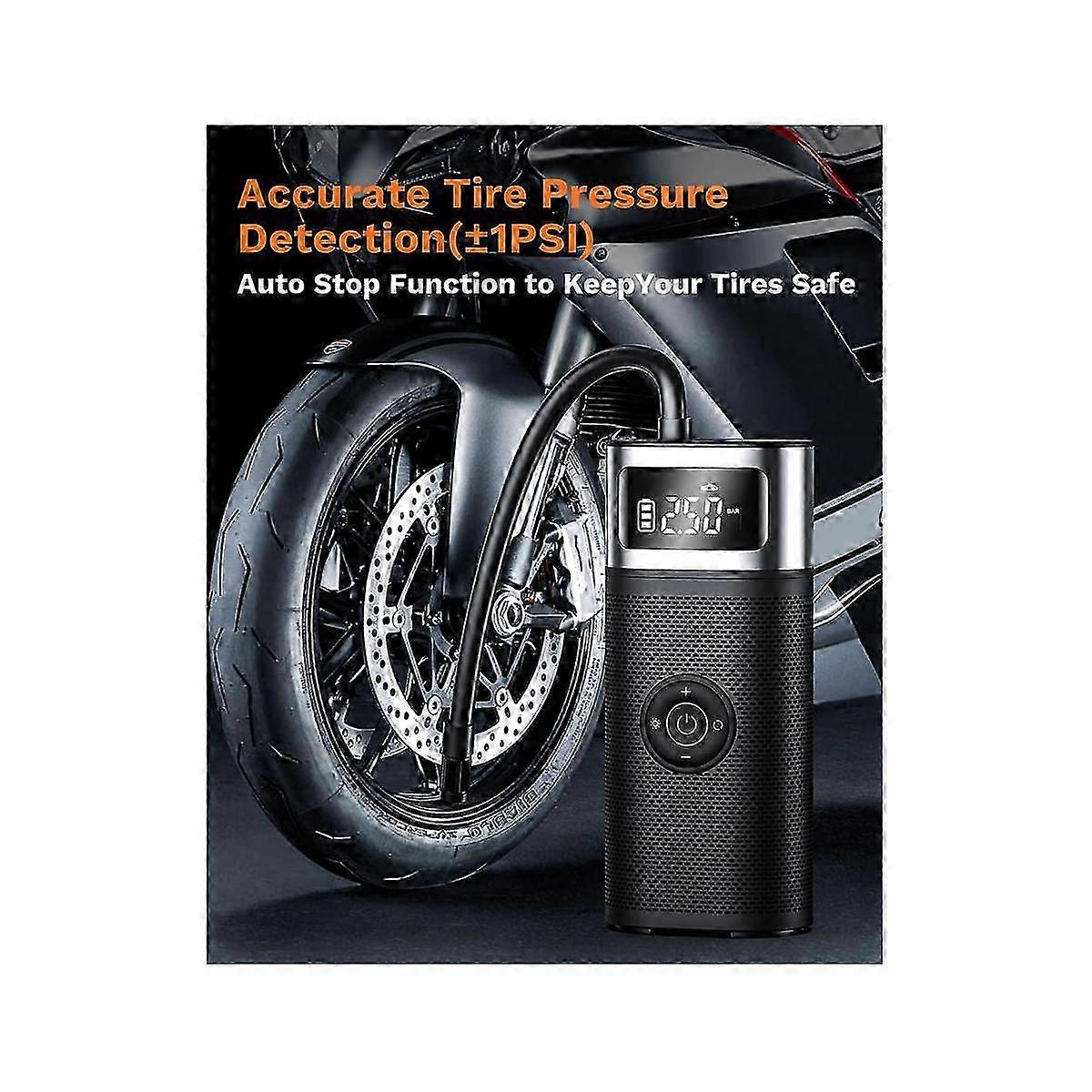 Portable Wireless Air Compressor with LED Digital Display for Cars and Motorcycles