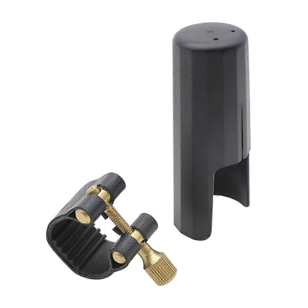 Leather Ligature Fastener with Plastic Cap for Soprano Sax Saxophone Bakelite Mouthpiece