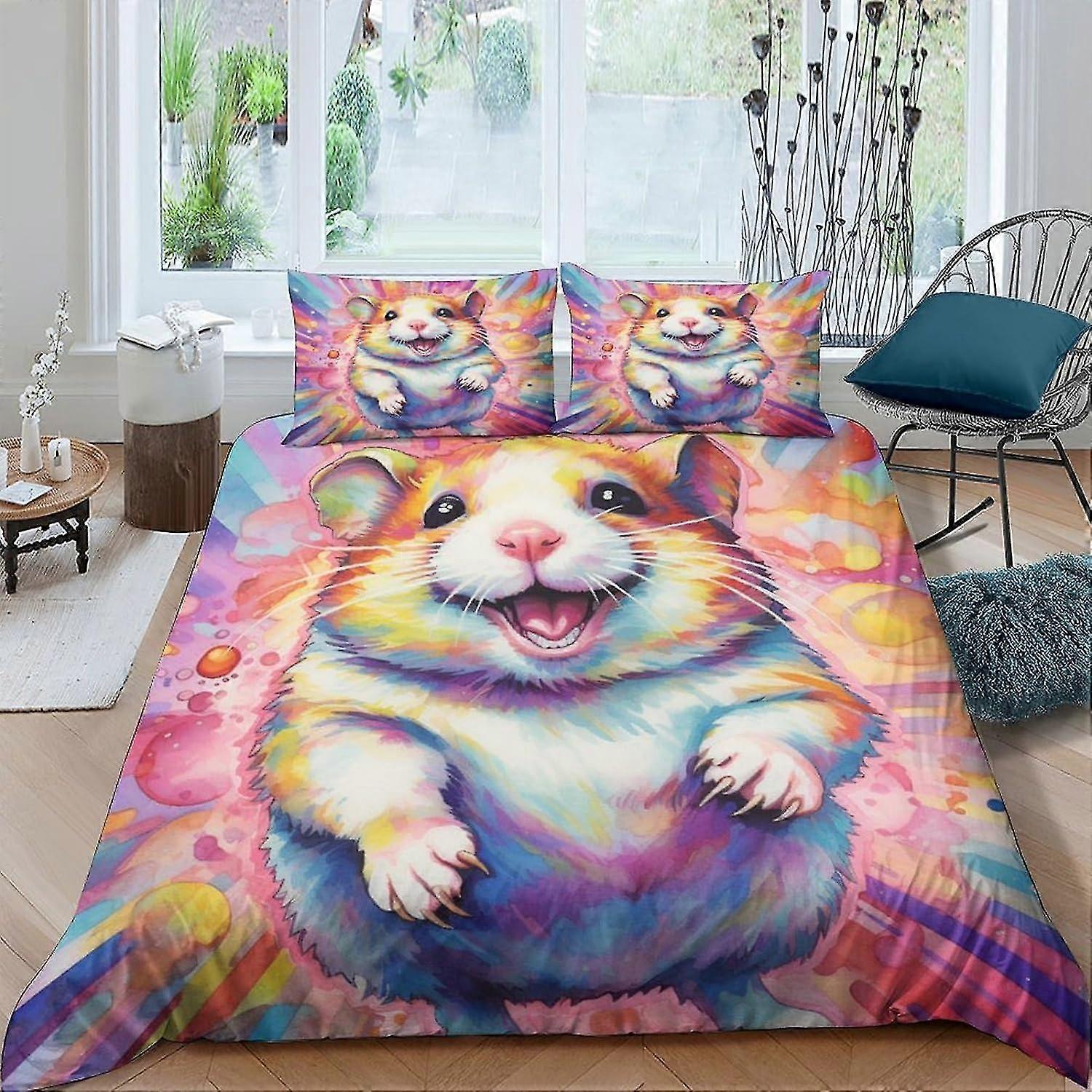 Conjunto de capa de edredom com personagens de animais fofos, conjunto de cama de microfibra macia de 3 peças com 2 fronhas