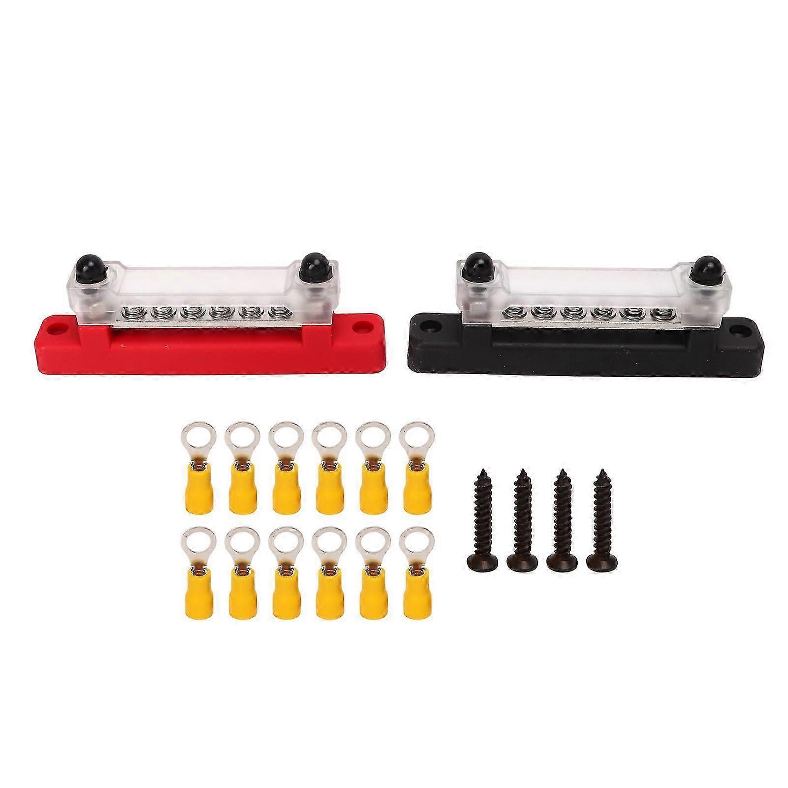 48V 150A 6 Terminal Bus Bar 2 Studs Battery Terminal Distribution Block with 12 Terminals for Car RV Boat