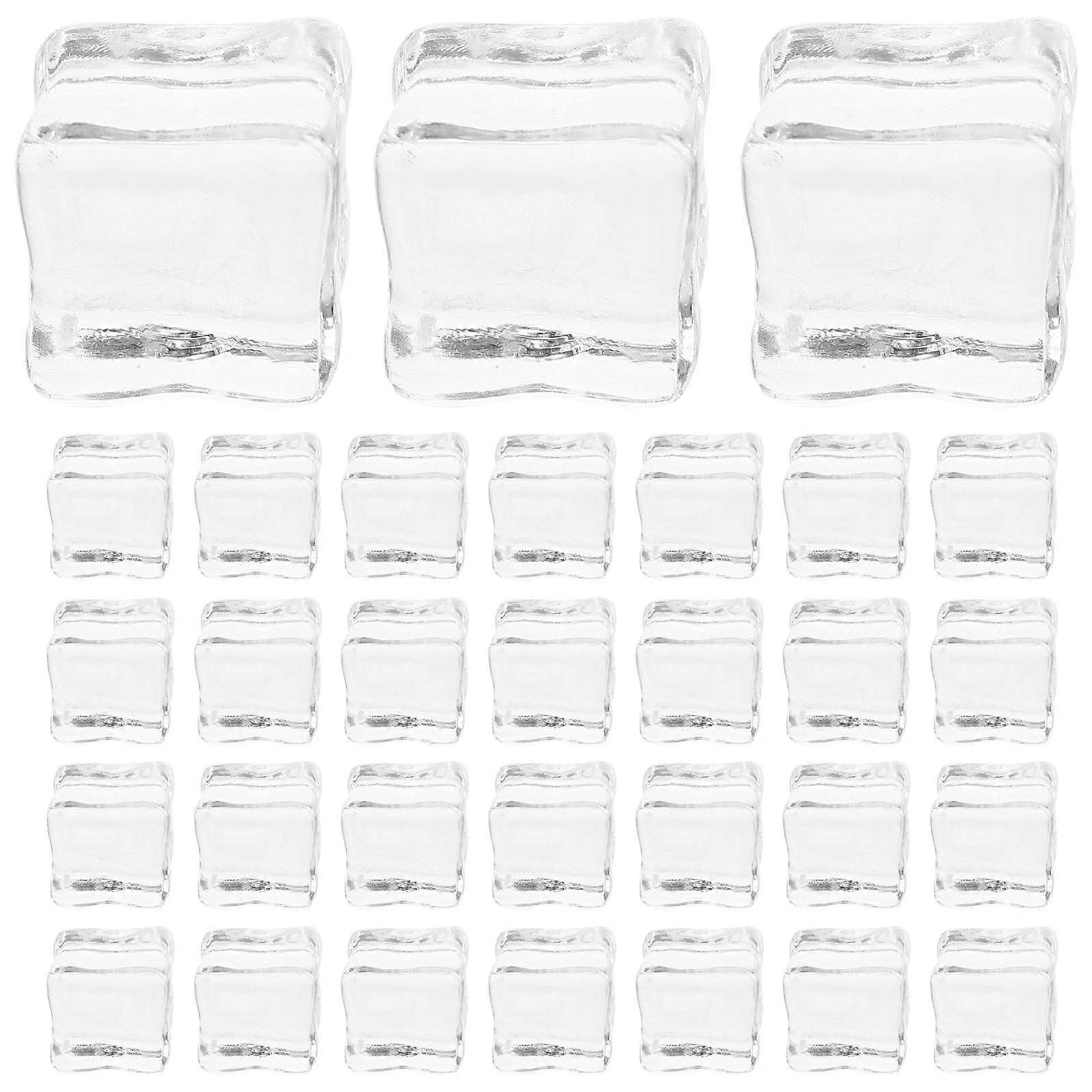 Faux Ice Cubes 30Pcs Transparent Clear Resin Ice Cube Ultra-Realistic Photo Prop for Decor