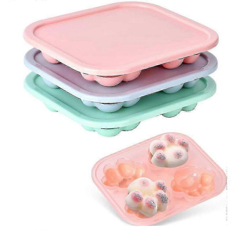صينية مكعبات ثلج سيليكون مكونة من 3 قطع مع غطاء