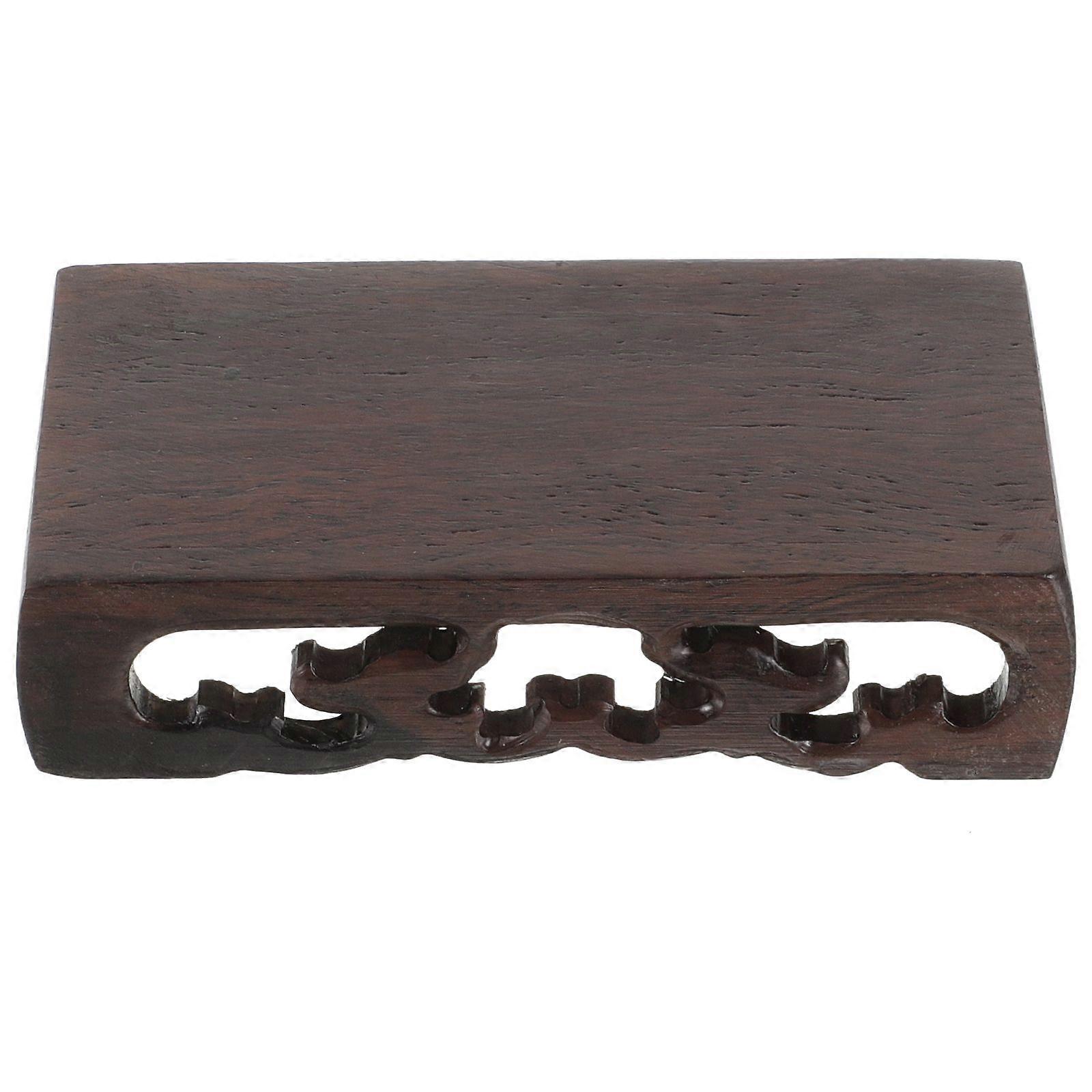 Chinese Wooden Base Rectangular Stand Carved Vase Stand Plant Display Craft Pedestal