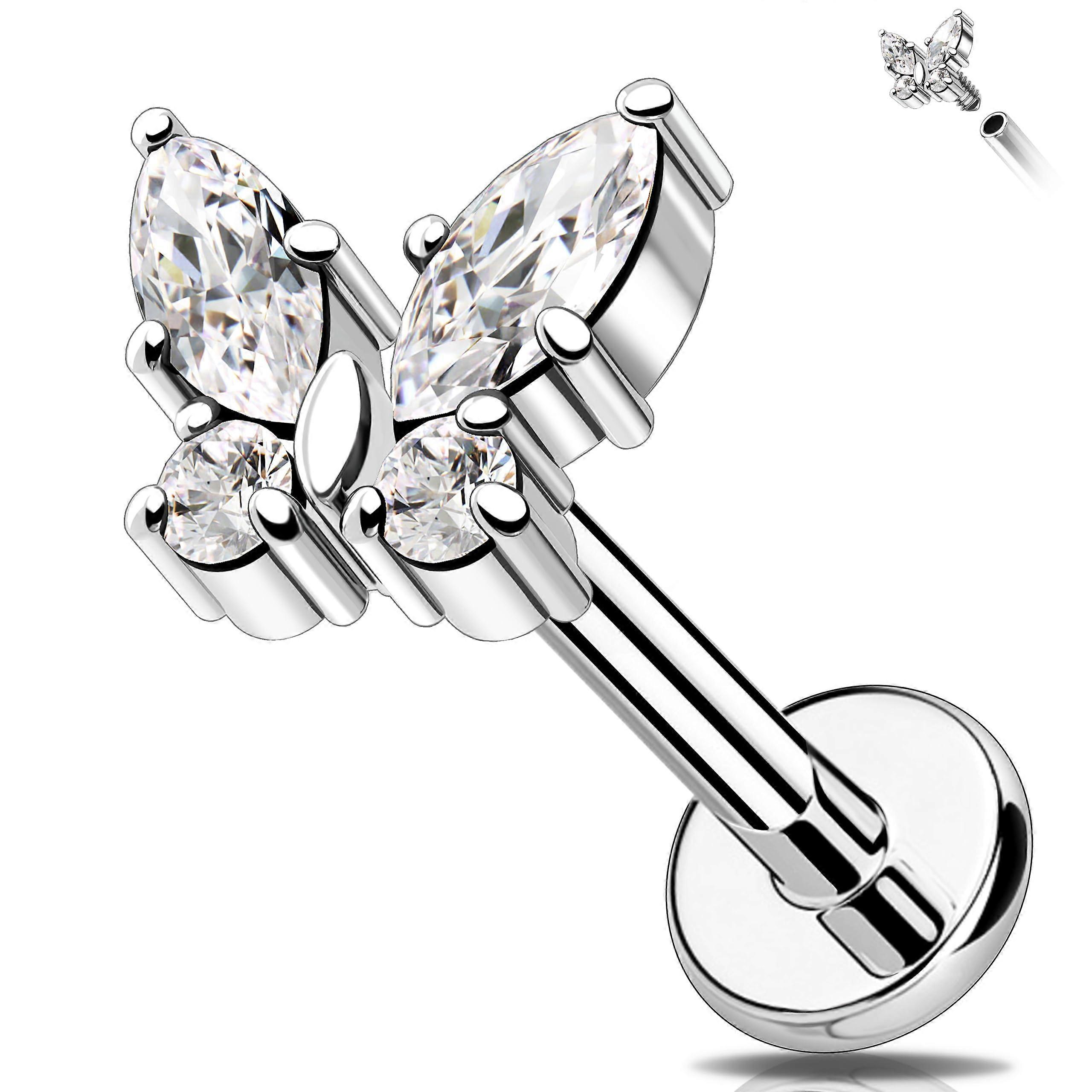 G23 Titanium Cartilage Earring Internal Thread Labret Stud Helix Earrings 16G 8mm