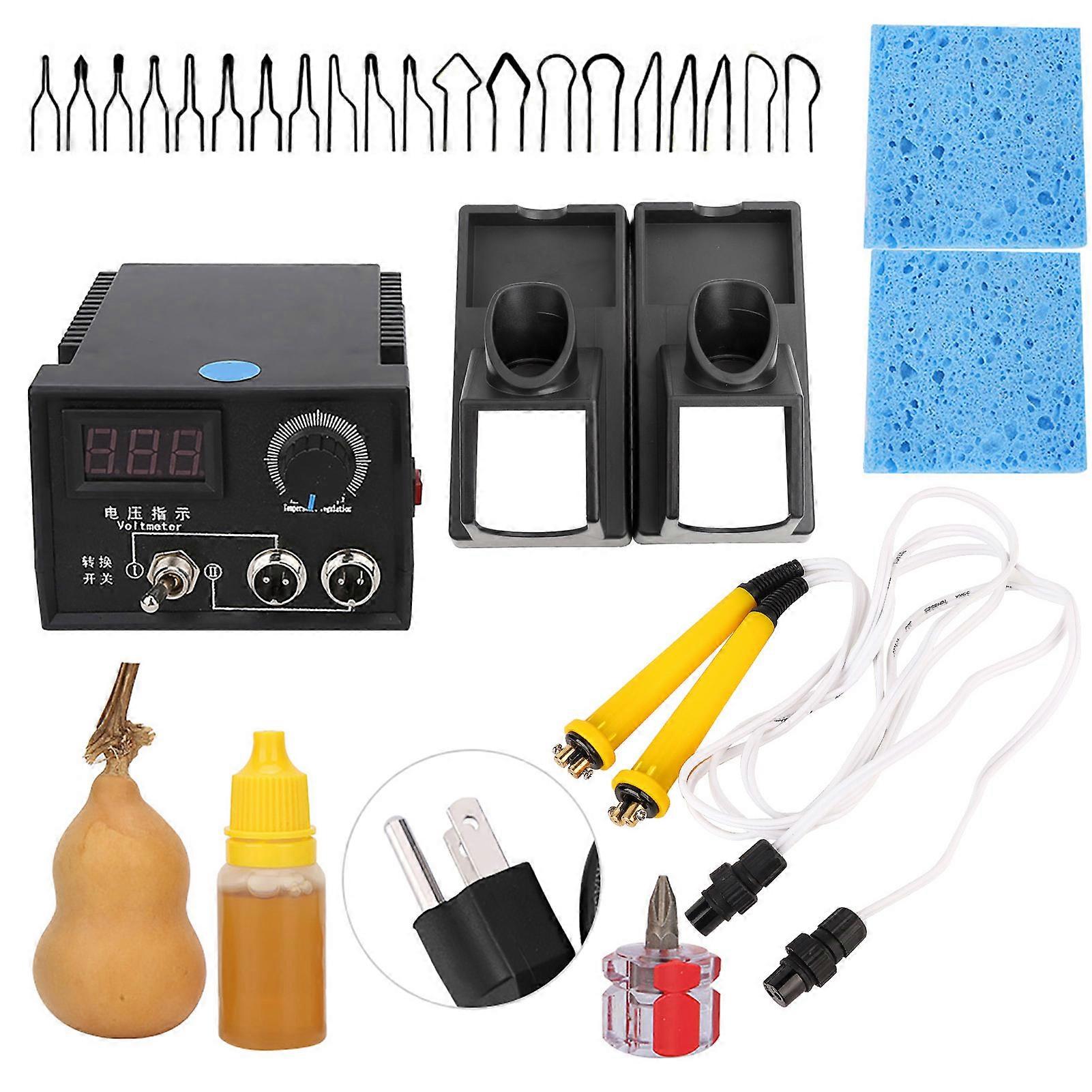 LH40-SA802 Digital Pyrography Machine Dual Port with Burning Pen Kit Wooden Craft Tool