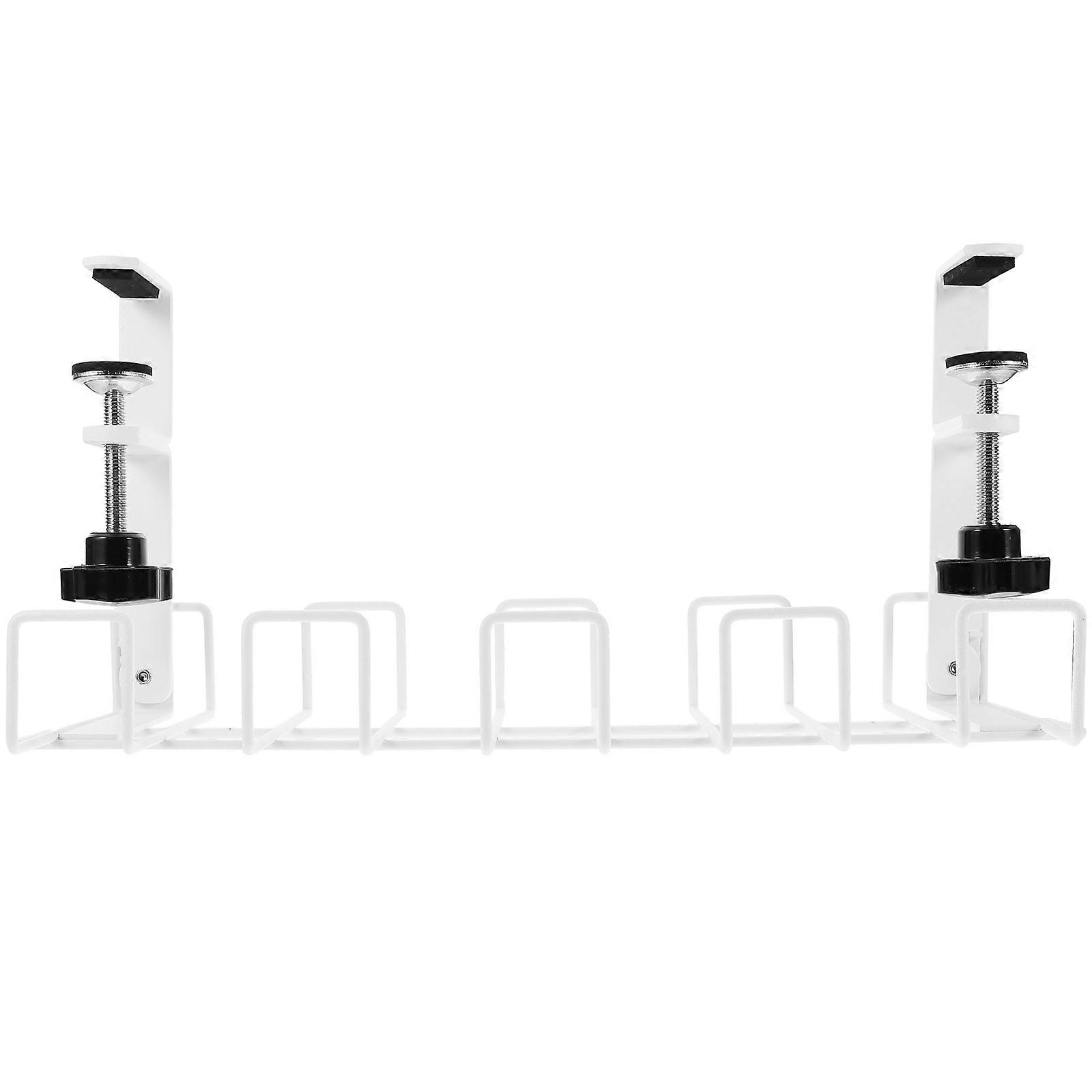 Under Desk Cord Organizer Rectangular Computer Desk Accessories White 36x11.5cm Power Strip Organization 1Pcs
